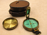 Mid 19th century prismatic sighting compass in leather case 